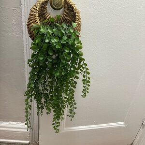Hanging Faux Greenery with Woven Basket